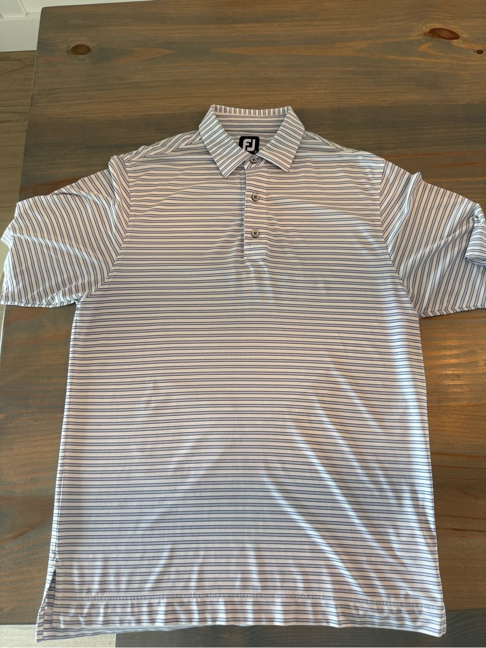 FootJoy Men's Striped Polo in White and Blue